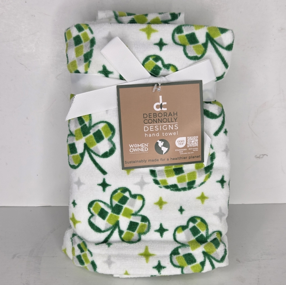 Deborah Connolly Designs Shamrock Disco Ball Clovers Kitchen Hand Towels‎